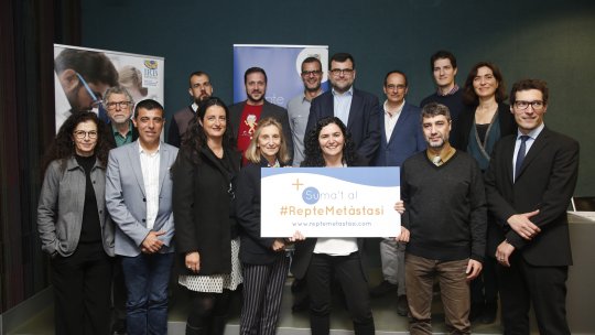 Roda de premsa a l'IRB Barcelona, presentant el #RepteMetàstasi