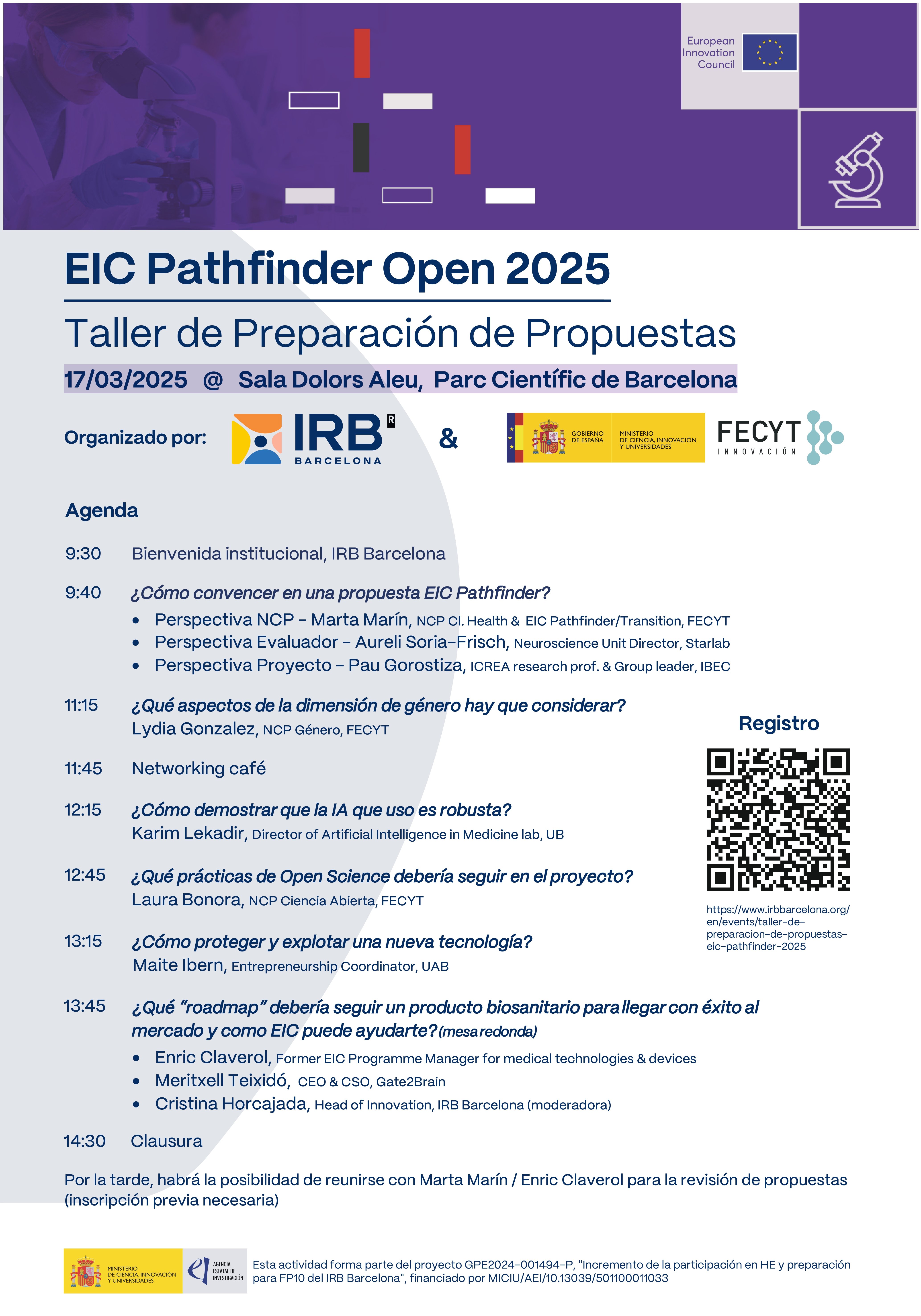  Taller EIC Pathfinder Open IRB Barcelona 17.03.2025