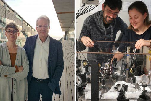 Lead researchers of the projects awarded with the 2022 BIST Ignite Awards: Sara Ddelci and Antoni Riera (left photo), and David Pesquera and Ekaterina Khestanova (right photo). 