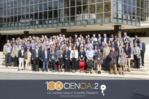 Attendants to the 100xciencia2 meeting on tech transfer and innovation (Photo: INA-CSIC-UMH)
