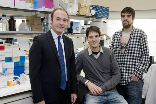 Aleix Prat (IDIBAPS), Roger Gomis (IRB Barcelona) and Juan Miguel Cejalvo (PhD student in the joint programme PhD4MD)
