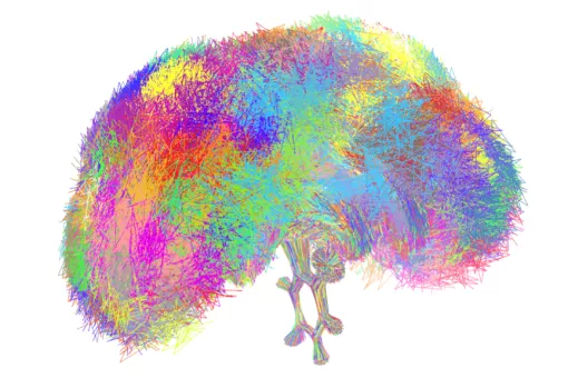 Ilustración de las diferentes conformaciones adoptadas por una molécula pequeña flexible. Cada color representa un conjunto de conformaciones diferente. 