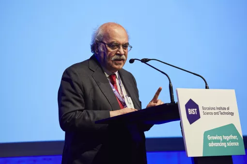 Andreu Mas-Colell, Conferencia inaugural del BIST, 2017. Imagen: BIST.