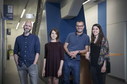 Valentina Maria Zinna, Salvador Aznar Benitah, Patrick Welz y Inés Marín Guillén, del IRB Barcelona.