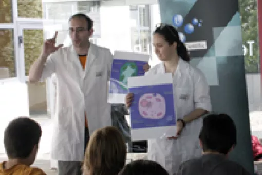 <p>Taller de Biomedicina en la terraza del parque.</p>