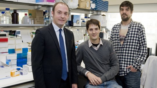 Aleix Prat (IDIBAPS), Roger Gomis (IRB Barcelona) and Juan Miguel Cejalvo (PhD student in the joint programme PhD4MD)