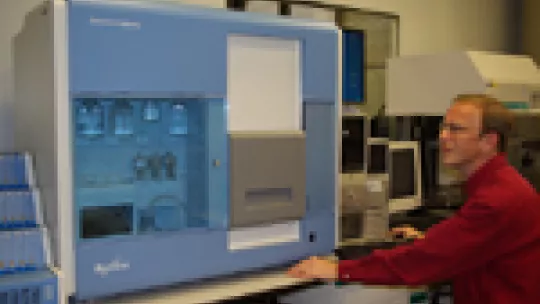 Genomics specialist, Herbert Auer, works with "Next Generation Sequencing" technology.