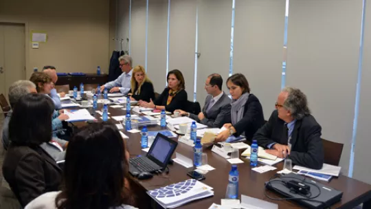 The Business Advisory Board members during the first meeting at IRB Barcelona facilities.