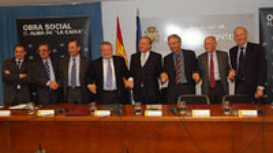 Jose M. Valpuesta, Mariano Barbacid, Carlos Martínez, Bernat Soria, Isidre Fainé, Joan Guinovart, Miguel Beato and Josep Francesc de Conrado.