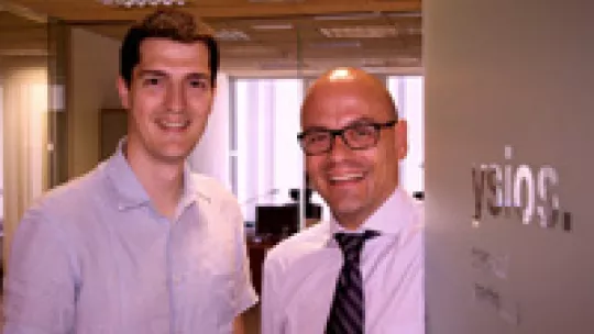 IRB Barcelona/ICREA researcher Roger Gomis (left) with Joël Jean-Mairet at Ysios Capital