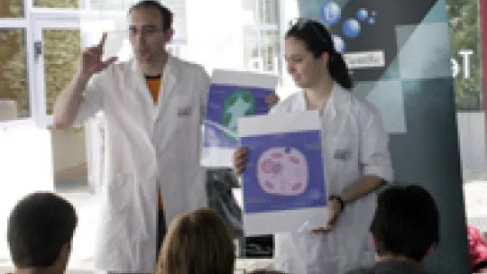 Taller de biomedicine a la terrassa del parc.<br />