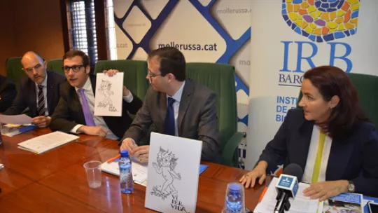 (from left to right) Jordi Bort (Incavi), Xavi Ayala (Vi per Vida), Marc Solsona (Mayor of Mollerussa), and Elena Sancho (IRB)