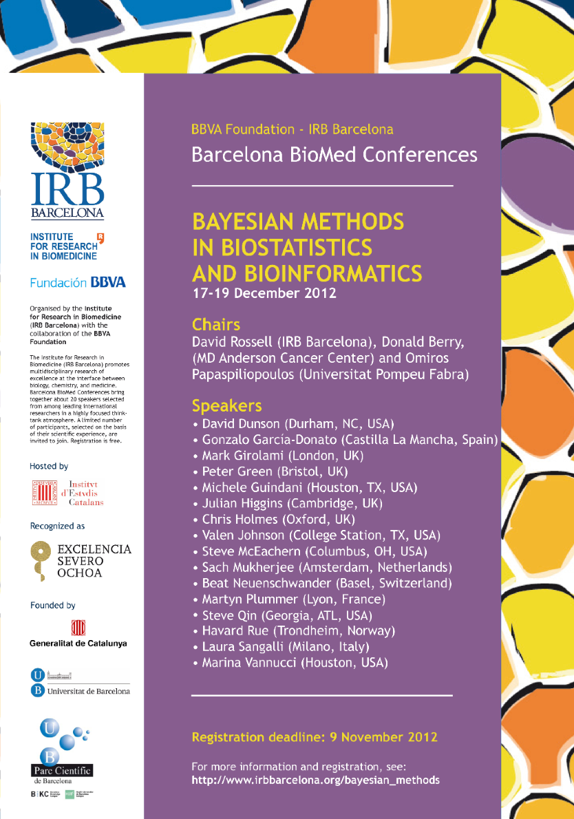Bayesian methods in Biostatistics and Bioinformatics | IRB Barcelona